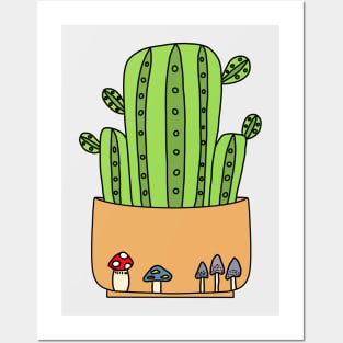 Cute Cactus Design #84: Mush-Room For Cacti Posters and Art